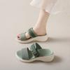 Spring and Autumn Wedge Heel One-step Sandals and Slippers Home Indoor Sponge Cake Increased Thick-soled Slippers Women's Large Size Outside