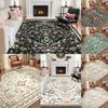 Boh Rural Style Plants and Flowers Print Large Area Rug Design Non-Slip Carpet for Living Room Bedroom Soft Floor Mat Home Decor