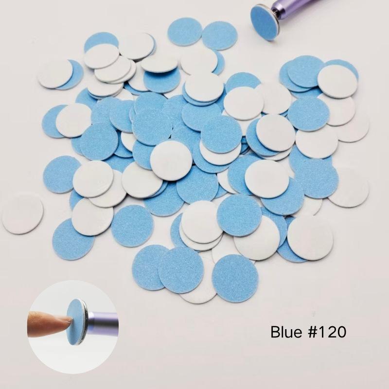 50Pcs Replaceable Self-Adhesive Nail Art Sanding Polish Paper Discs With Metal Nail Bearing For Manicure And Pedicure Repair