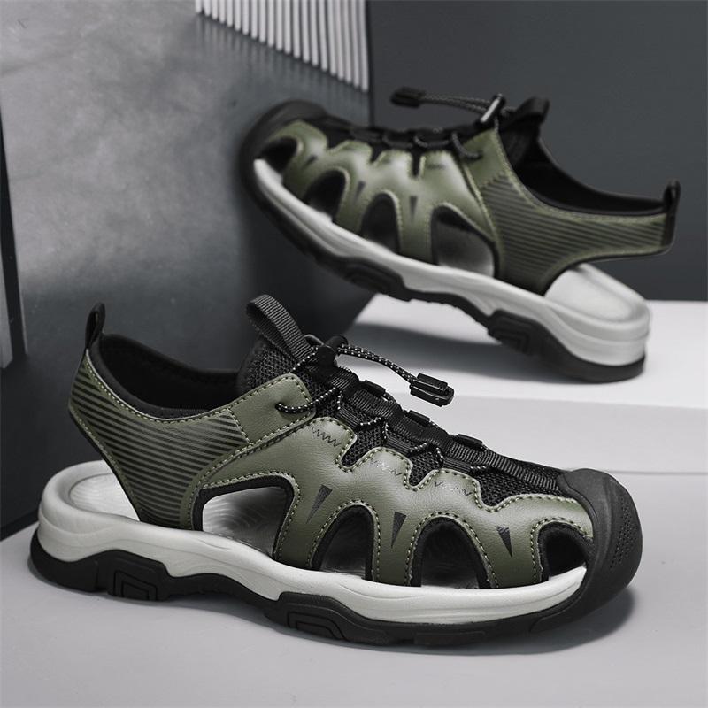 Fashion 2025 Genuine Leather Men's Sandals High-quality Comfy Outdoor Non-slip Beach Shoes Sneakers  Hot Sale Men Walking Travel Shoes