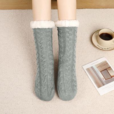 1 paire de chaussettes en cachemire avec points antidérapants pour l'hiver, chaussettes épaisses pour dormir à la maison pour femmes et personnes âgées