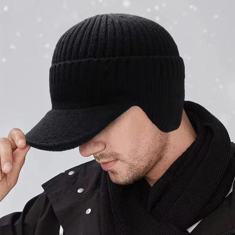 Men's Knitted Wool Hat with Ear Protection for Autumn and Winter - Velvet-Lined and Thickened for Warmth; Ideal Outdoor Hat for the Elderly.