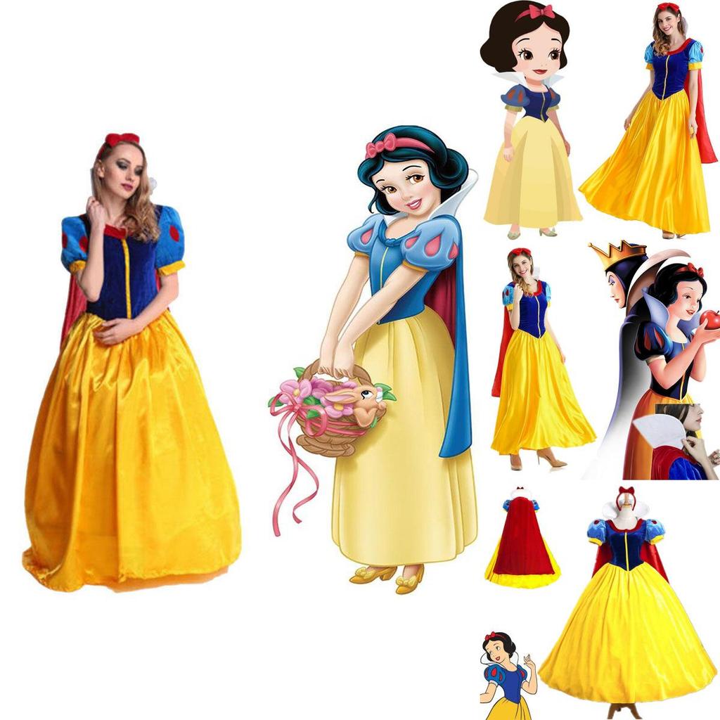 Enchanting Snow White Women Costume Princess Dress With Bustle And Headband For Halloween
