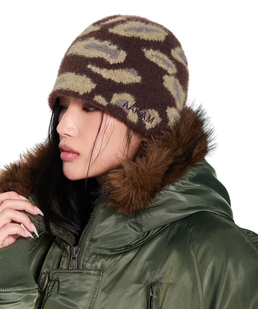 AAKAM Camouflage Fuzzy Beanie (Brown)