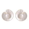 French fashion exquisite simple enamel drop glaze lotus leaf pearl stud earrings light luxury high-end holiday style earrings