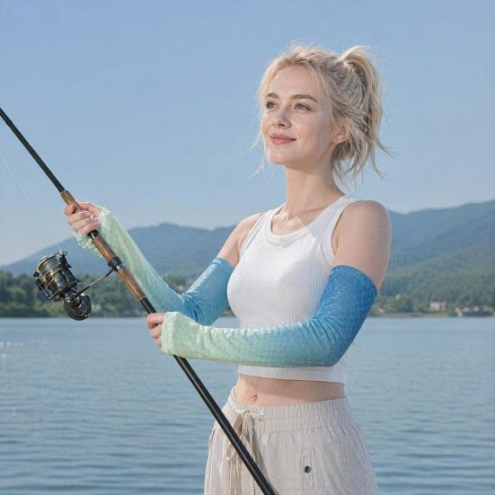 Checkered Sun Protection Sleeves, Cooling Arm Sleeves with Thumb Hole, UV Protection Sleeves for Women Summer Cycling Driving