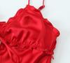 European & American Style Layered Silk Satin Spaghetti Strap Dress