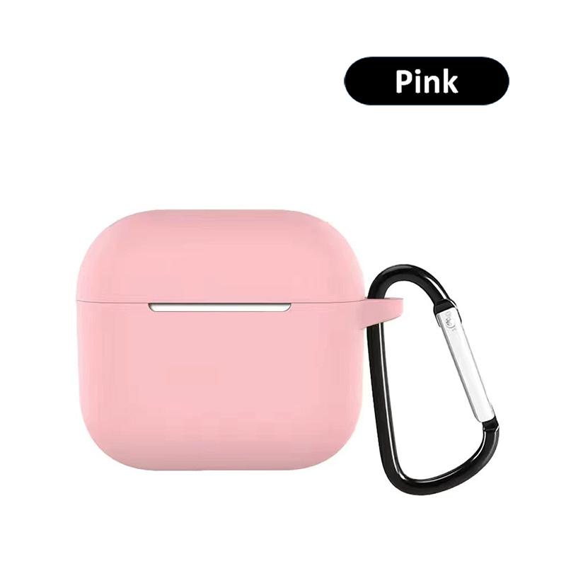 Silicone Case for Airpods 1 2 3 4 Pro Series Simple Solid Skin-feeling Headphone Protective Case with Hanging Buckle
