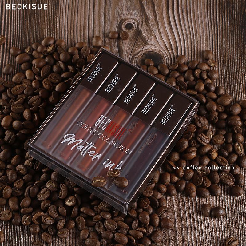 

Beckisue Matte Velvet Coffee Color Lip Glaze Set Телесный антипригарный блеск для губ Помада