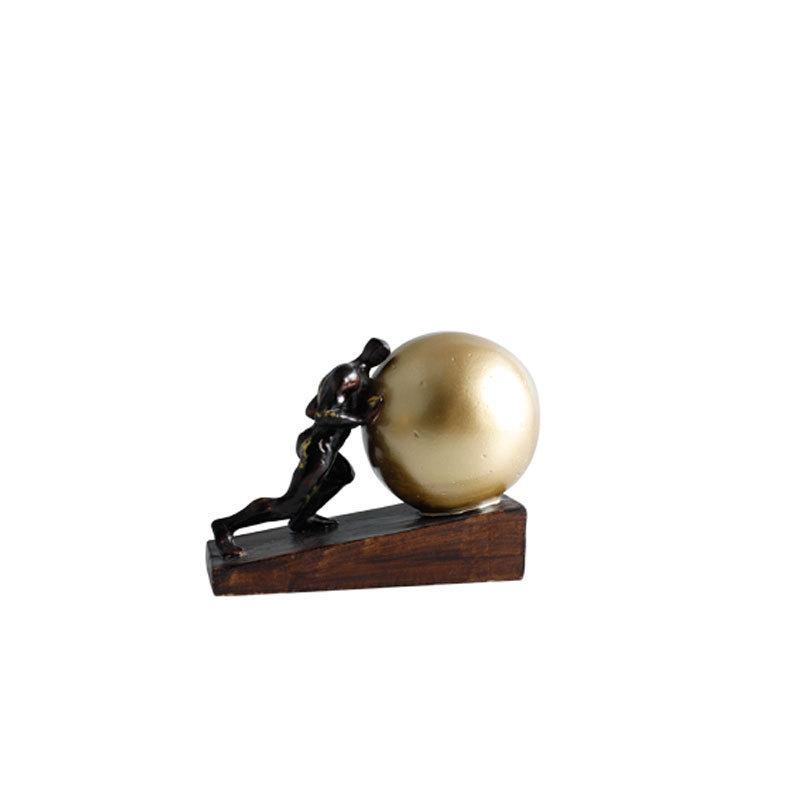 Modern Gymnastics Ball-Pushing Sculpture Figurine Lifting Ball Abstract Art Statue Decorative Craft TV Cabinet Living Room Decor