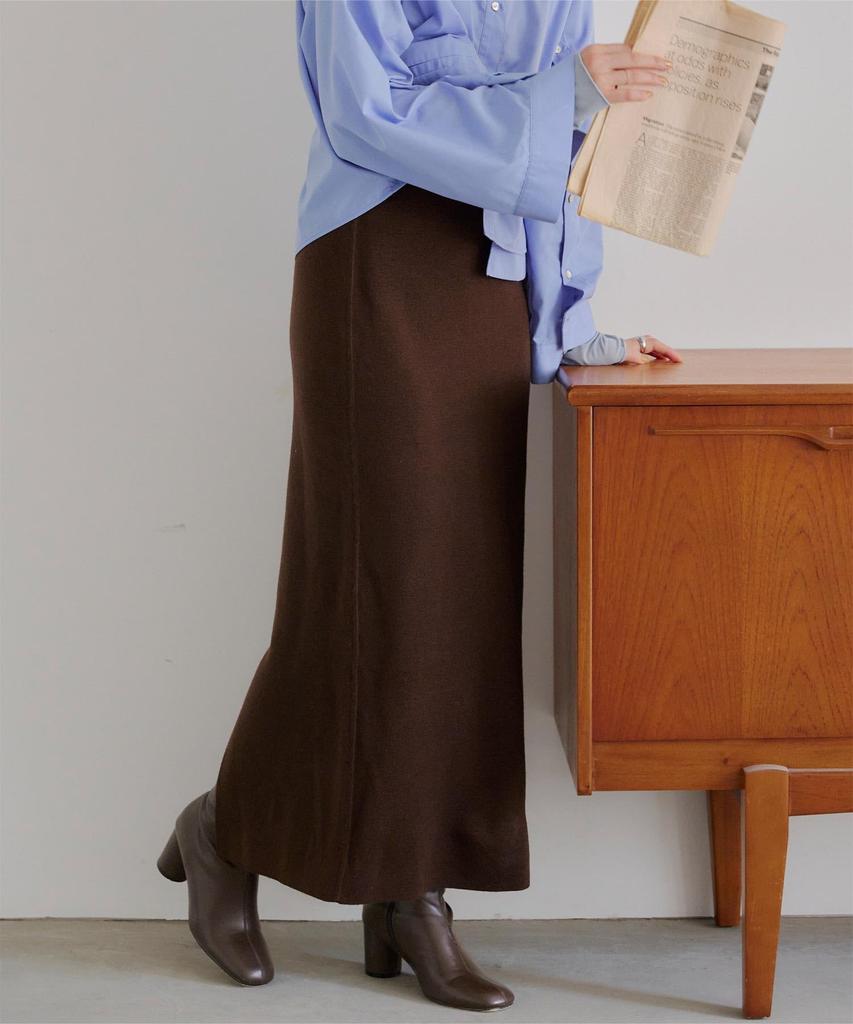 Titibait Slit Tight Knit Skirt AYXP2978 PS Brown Women's (XS-S)