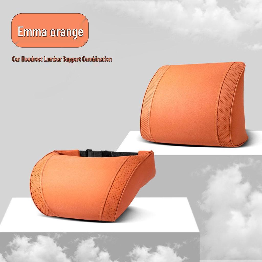Luxury Leather Velvet Car Neck Pillow & Lumbar Support - Ideal for Drivers