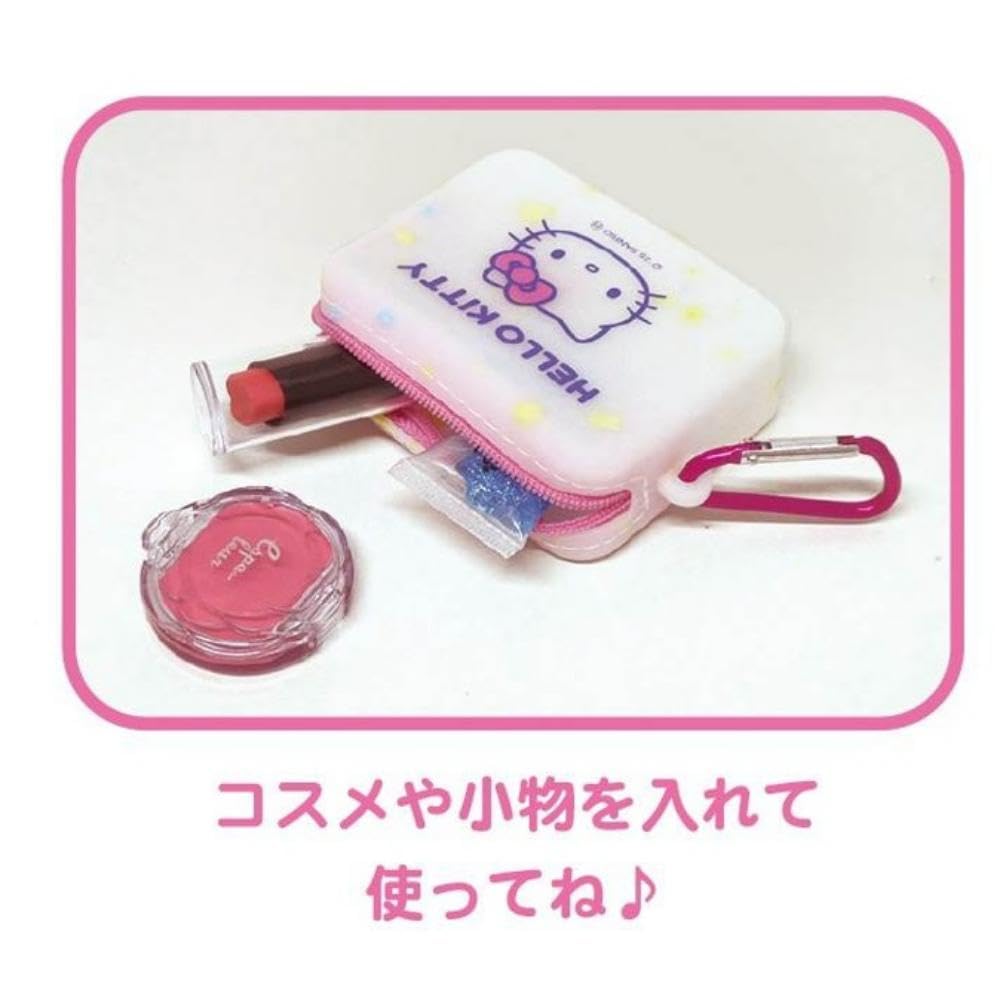 K Company Sanrio Characters Silicone Mini Carabiner Pouch, Hello Kitty, SAC-SMK-KT, H6.5 x W9.5 x D3cm