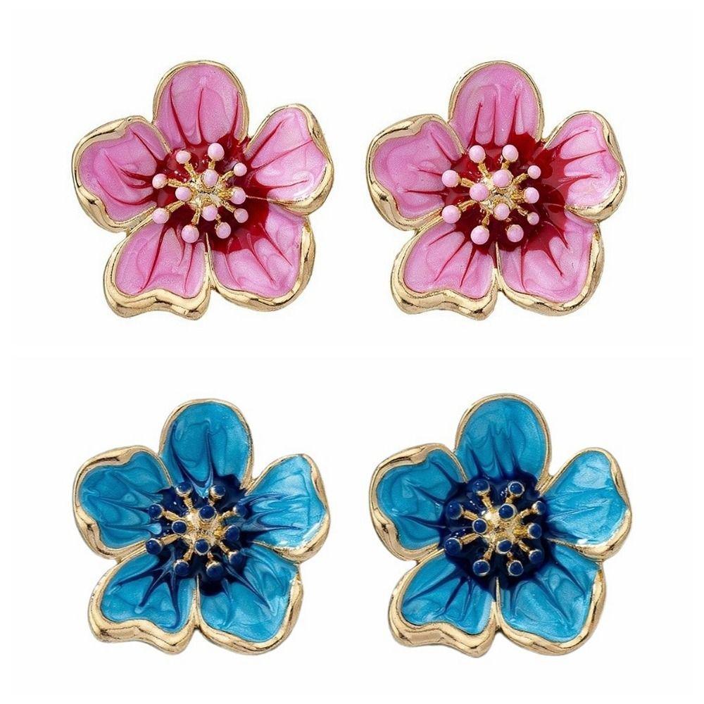 Enamel Floral Stud Earrings Colorful Drop Earrings Sweet Flower Earrings  Women