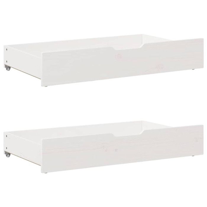 Under-bed Drawers 2 Pcs White 90x55x16 Cm Solid Pine Wood