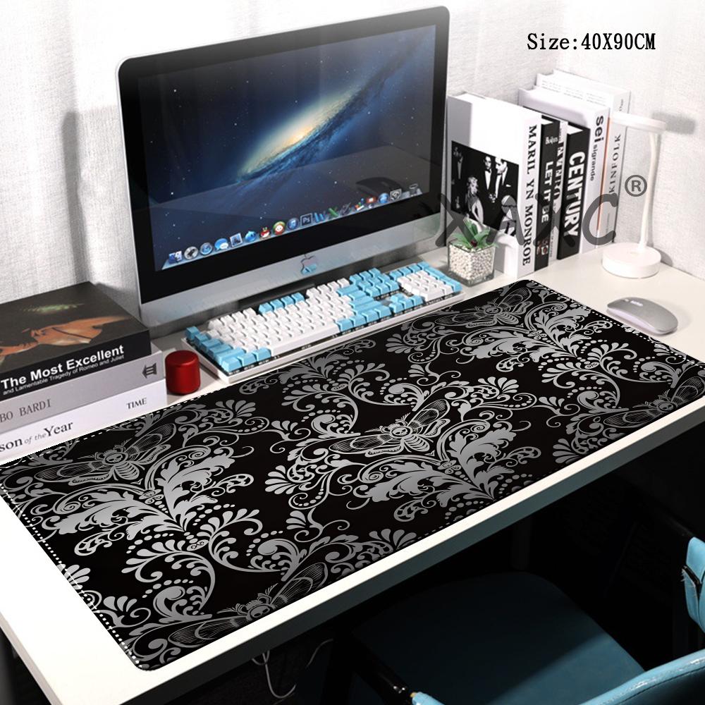 

HYBXAXC Black Flower Lace Mouse Pad Large Gaming Table Cushion Non-slip Laptop Tablet Mousepad XXL Mat Mini PC Playmat 600x300x2mm