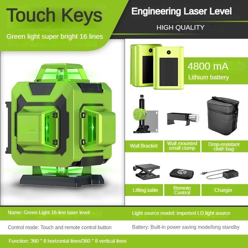 12/16 Line 360° Horizontal and Vertical Cross Lines Measure Tool New Green Laser Level Portable Self Leveling Laser Projector