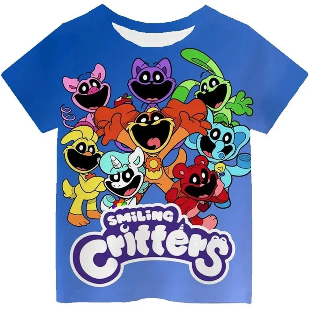 Children T Shirt Smiling Critters 3D Print Short Sleeve T-Shirt Cartoon Kids Tops Summer Clothing Casual Tee Kids Adults T-shirt