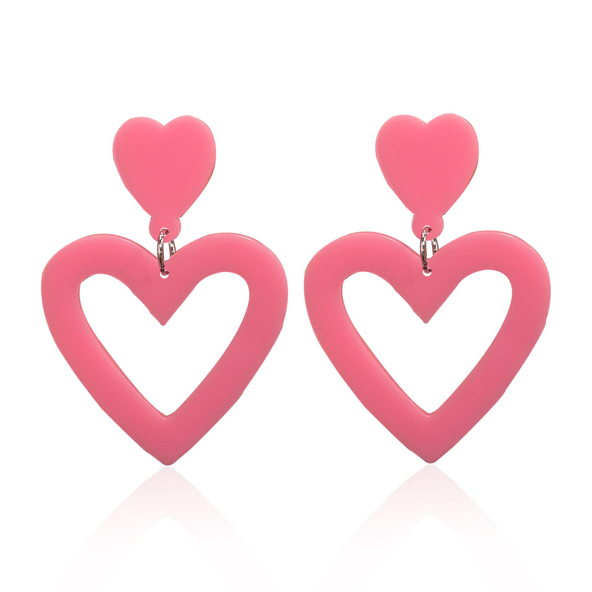 

Акриловые неоновые серьги 80-х годов, женские красочные серьги ярких цветов, легкие серьги для вечеринок 80-х годов, аксессуар для костюма (В форме сердца)