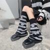 Black White Grey Star Knitted Leg Warmers Winter Warm Cotton Thigh High Stockings Elastic Warm Thigh Knitted Boot Stockings