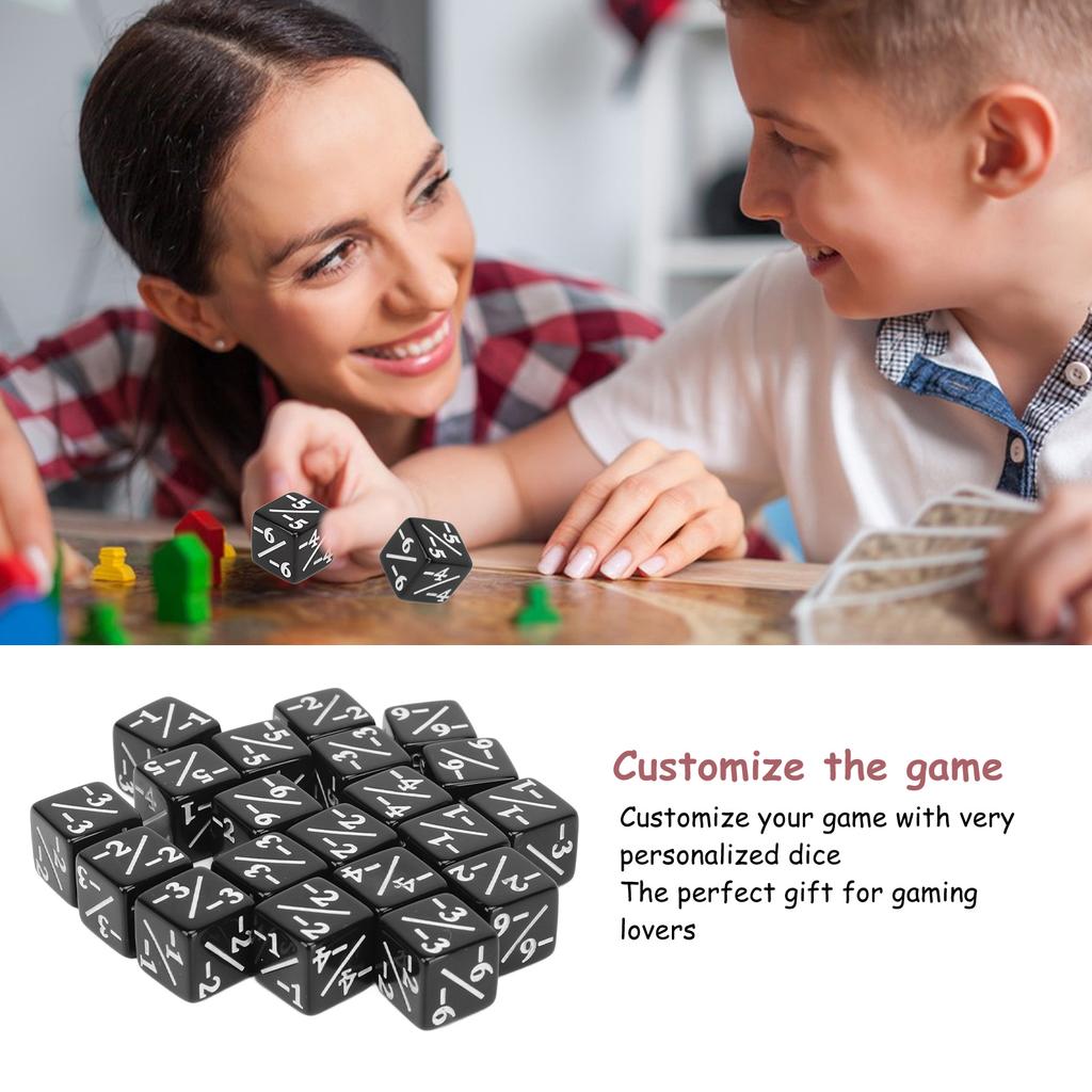 20pcs Dice Set Puzzle Fun 6 Sided Number Acrylic Dice for Gaming Preschool Education