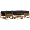 Outdoor Sofa Set with Cushions 7 Pcs Natural and Black