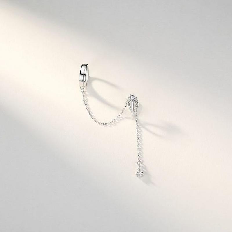 Fashion Simple Sliver Color Long Chain Tassel Ear Clip Earrings for Women Girls Without Piercing Ear Cuff Earrings Jewelry Party