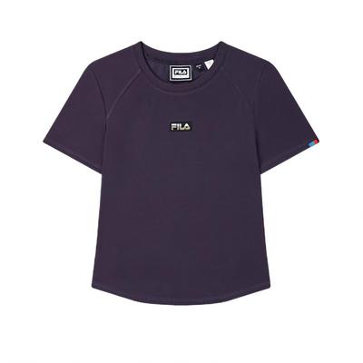 Fila Original Soft Comfortable Simple Fashion Short Sleeve Raglan T-Shirt Women Tops Purple Dark F51W529104F-DP
