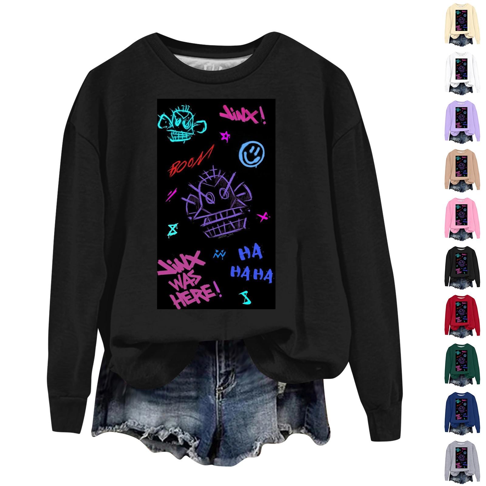 

Женская повседневная удобная толстовка с круглым вырезом и длинным рукавом с принтом Arcane L бежевый