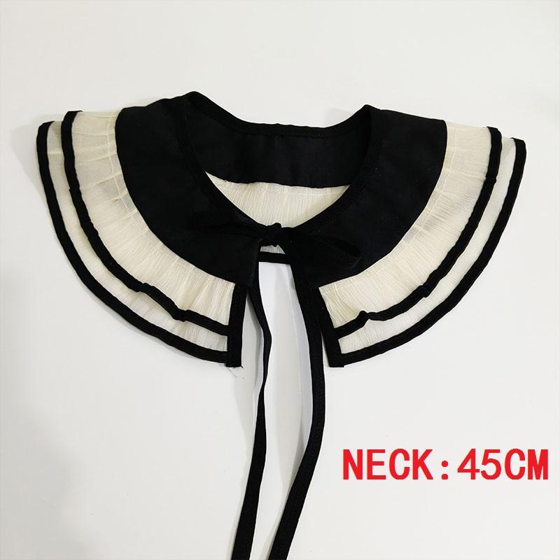 Damen Karo Schal Niedlicher Nackenwärmer Kreis Falscher Kragen Vorne zum Binden Falscher Kragen Frau Vintage Rüschen Abnehmbarer Kragen für Damen