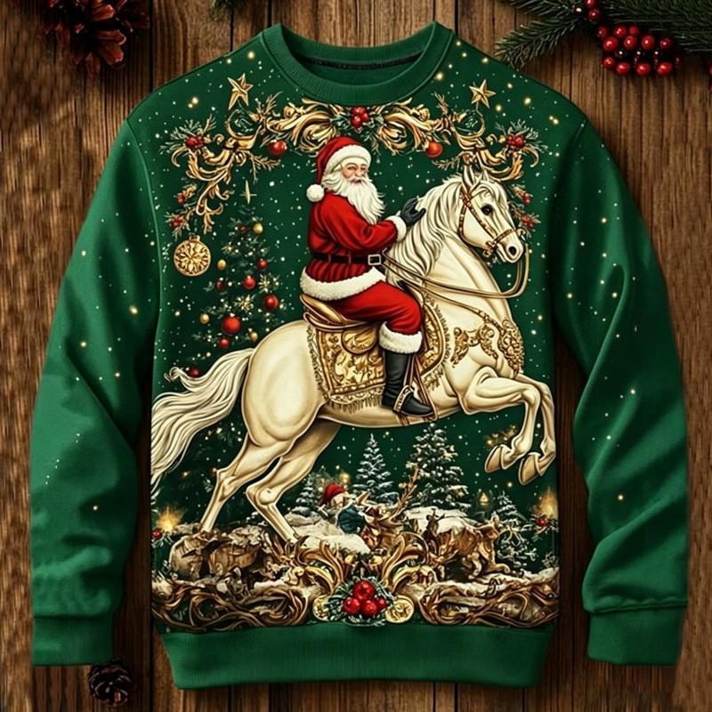 Christmas 3D Print Crewneck Sweatshirt Couples Matching Tops Men Women Casual Fall Pullover