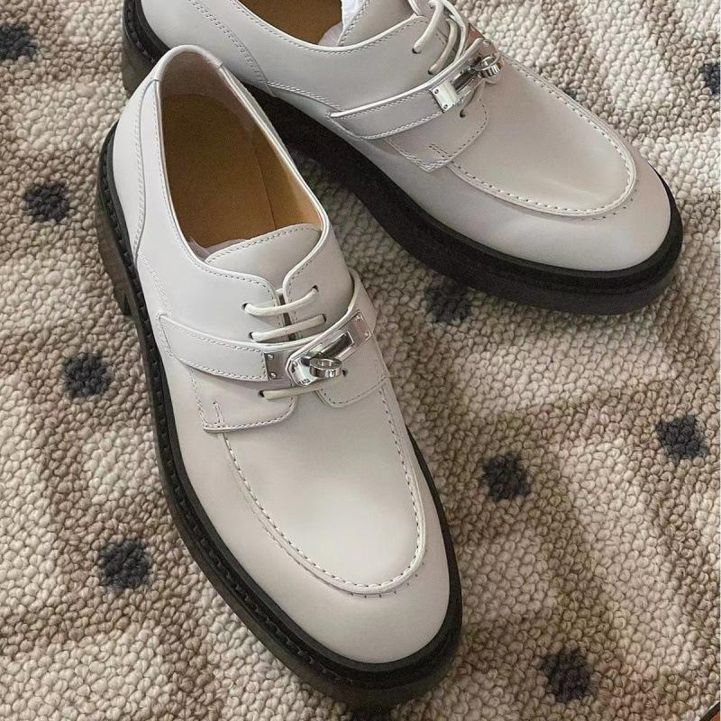 Schuhverschluss Metallschnalle Runde Spitze Dicker Absatz Dicke Sohle Schnürung