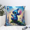 Cute Stitch Fantasy Scene Pillowcase Printed Fabric Cushion Cover Cartoon Throw Pillow Case Cover Home Square 40*40cm