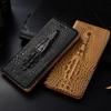 Crocodile Head Genuine Leather Phone Case for IPhone 17 Pro Max 13 11 12 14 15 16 Pro Max Plus Wallet Flip Cover Cases