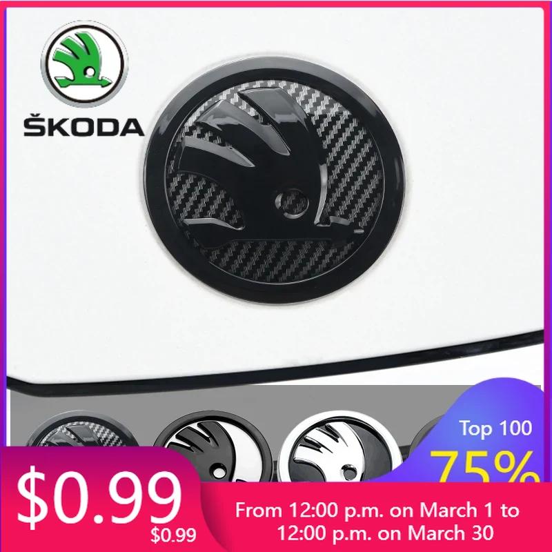 JIYQ3 Car Sticker 2025 New 80mm 90mm ABS Emblem For Skoda Fabia 1 2 Octavia a7 RS Superb Rapid Yeti Karoq Vision Car Head Front Rear B