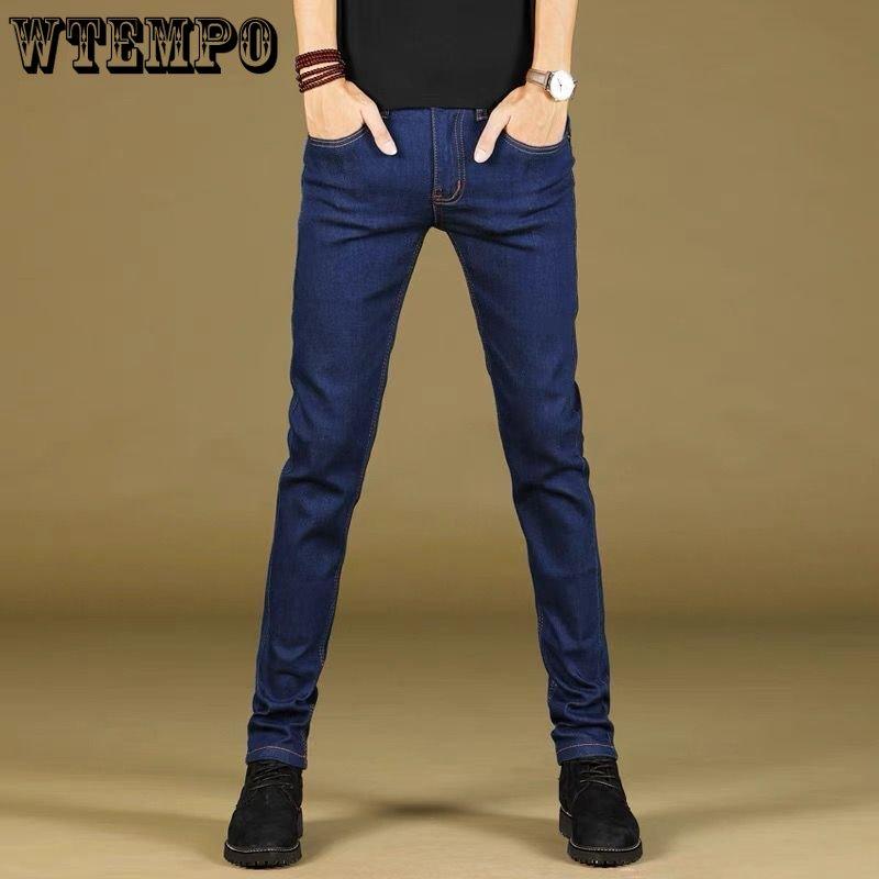 WTEMPO Herrenjeans Sommer Dünner Abschnitt Einfarbig Locker Stretch Slim Jeans Schlichte Persönlichkeit Gerade Hose Lässig Atmungsaktiv Herrenhose