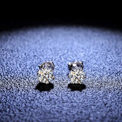 Pt950 Platinum Earrings 0 .5 &1 Carat D Color Moissanite Stud Earrings For Women Wedding Ear Jewelry Fine Accessories