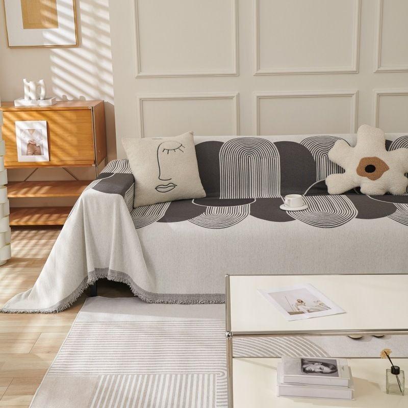 Chenille Sofa Throw—Full-Coverage Cover, All-Season Universal Fleece Sofa Cushion Cover, Non-Slip Throw, Cat-Scratch Resistant