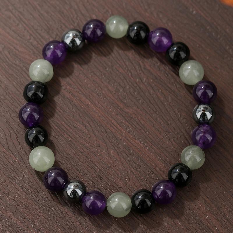 Natursteine 8mm Rondelle Glatte Edelsteine Perlenarmbänder für Männer Frauen Heilkristall Stretch Armreif Geschenk