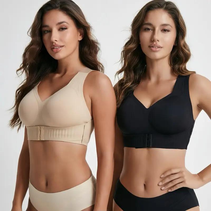 Women European Size Jelly Cup Sports Bra Breathable Posture Support Lifting Anti-Sagging Underwear
