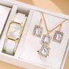 Luxusní Nové Volnočasové Kožené Řemínky Dámské Hodinky Obchodní Čtvercové Křemenné Hodinky Korejská Sada Šperků s Kamínky Montre Femme Elegantní