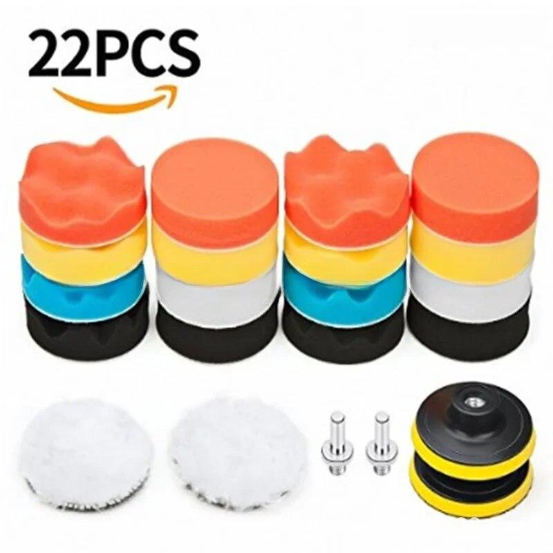 

3-дюймовая губка для полировки автомобиля, самоклеящаяся плоская волна, набор для вощения, шерстяные колеса, полировальные диски, инструменты для детализации автомобиля