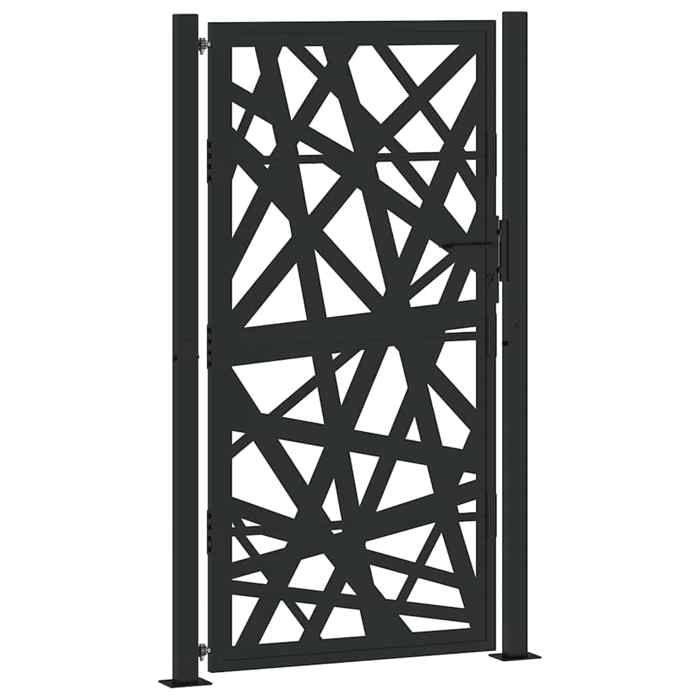 VidaXL Portail de jardin noir 105x180 cm acier conception de lumière, porte de clôture, porte extérieure, porte en métal, 4100952