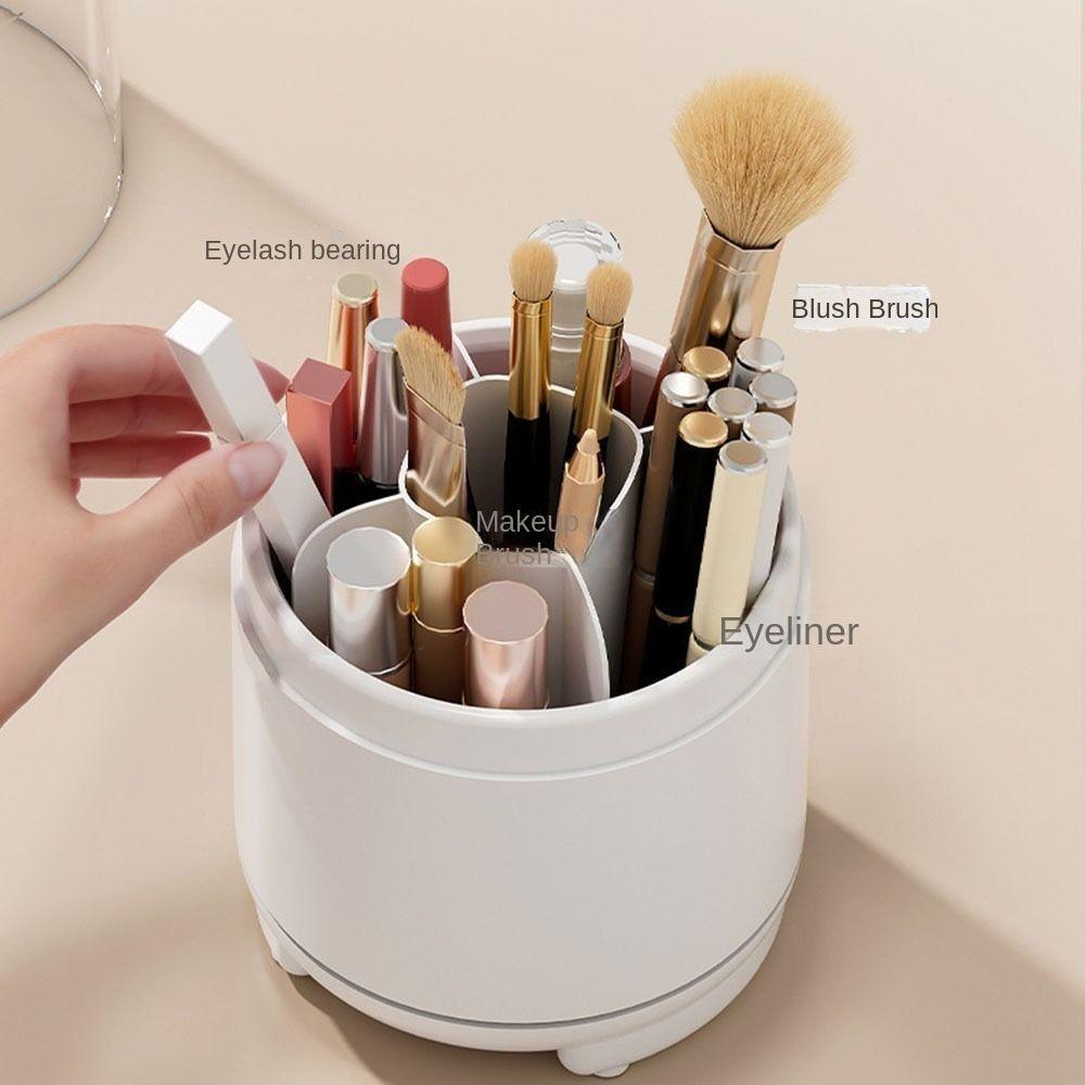 360° Rotary Makeup Brush Holder with Cover Luxury Cosmetics Storage Box  Desktop