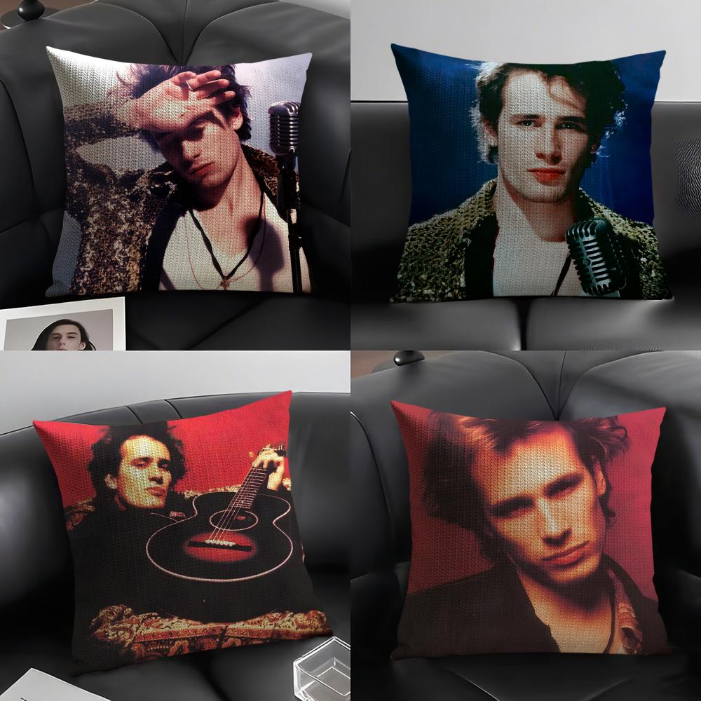 JJeff BuckleyY Singer Cushion Cover Natural Linen Organic Fabric DoubleSided Printing Sofa Home Decor Gift Pillow Case