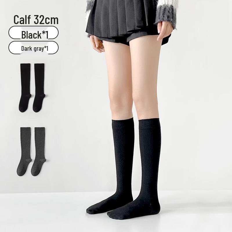 Women's Low-Pressure Over-the-Knee Compression Socks – Slimming, High-Top, Half-Length, Black, for Spring/Autumn
