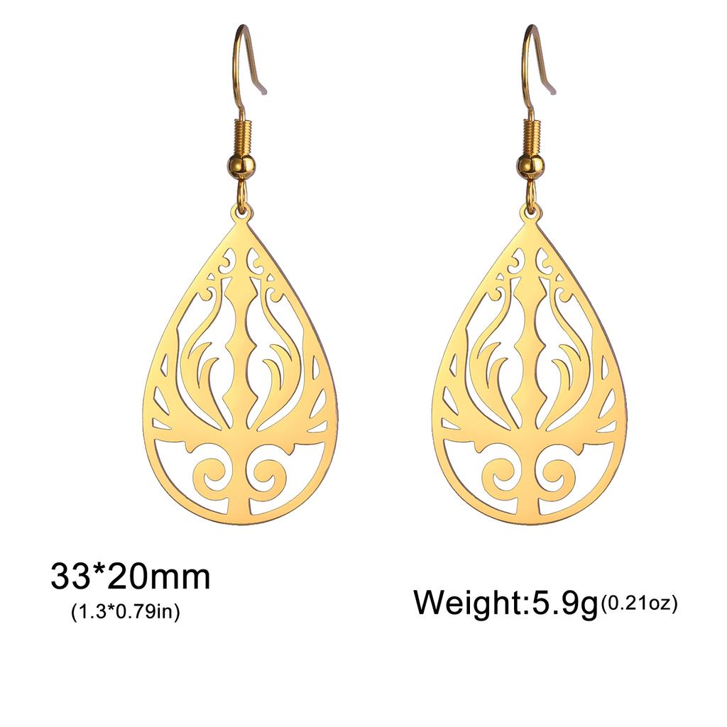 Bohemian Flower Filigree Drop Earrings Stainless Steel Waterproof Dangle Earring Women Ethnic Jewelry Valentine Gift