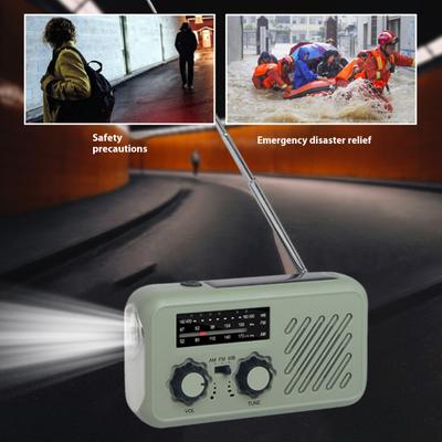 Emergency Radio with Flashlight Multi-functional Compact Portable SOS Alarm AM/FM Band Hand Crank