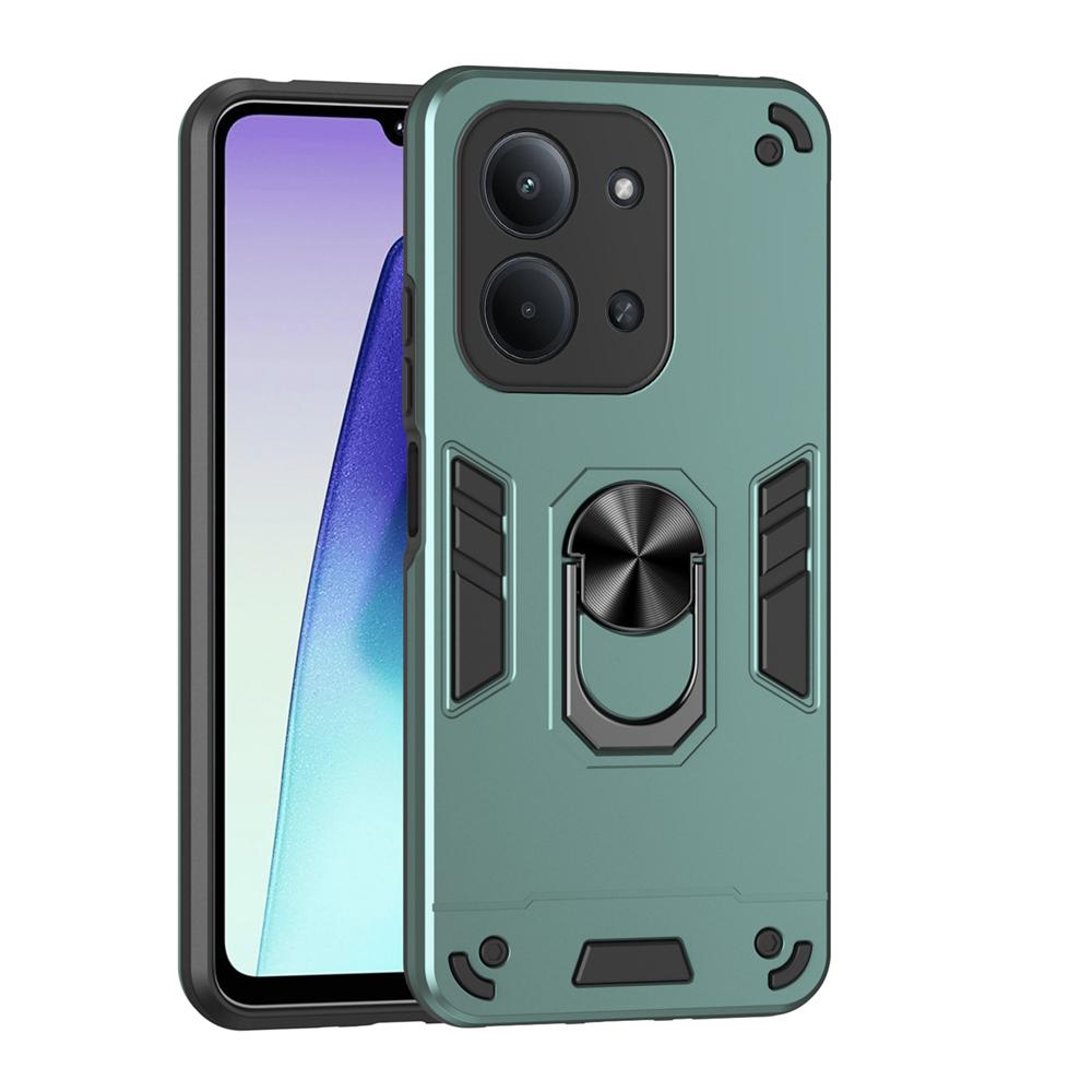 KEYSION Shockproof Armor Case for Xiaomi POCO C85 Soft Silicone+PC Metal Ring Stand Phone Back Cover for Redmi 15C