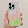 Cute Pink Tulip TPU Transparent Pink Silicone Phone Case For iPhone 17 16 15 14 13 12 11 Pro Max 16 Plus Shockproof Soft Cover